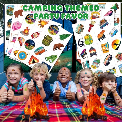 96 PCS Camp Themed Temporary Tattoos for Kids
