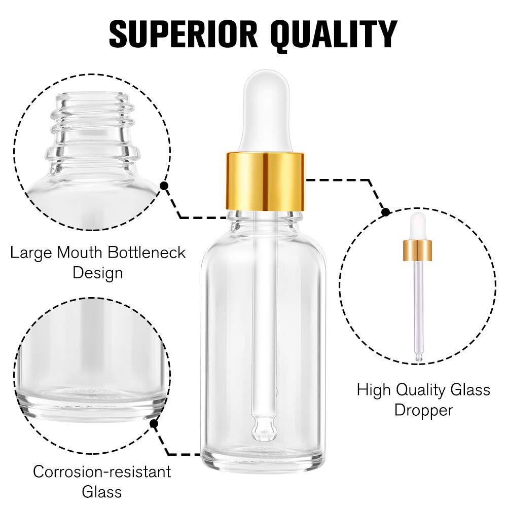 PrettyCare 2 oz Glass Dropper Bottles 4 Pack