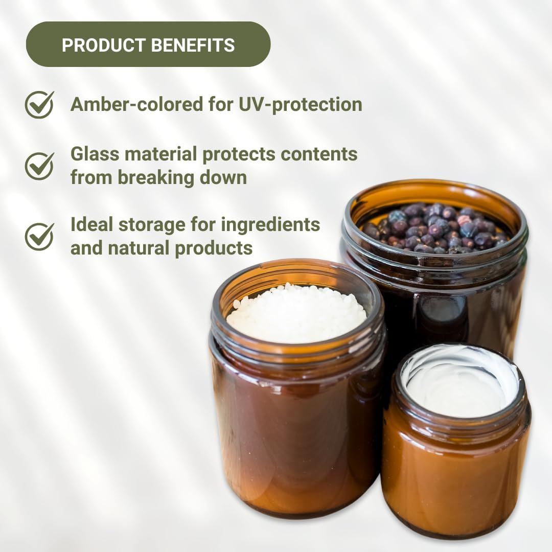 Glass Amber 16oz Jar 12 Pack Black Lid