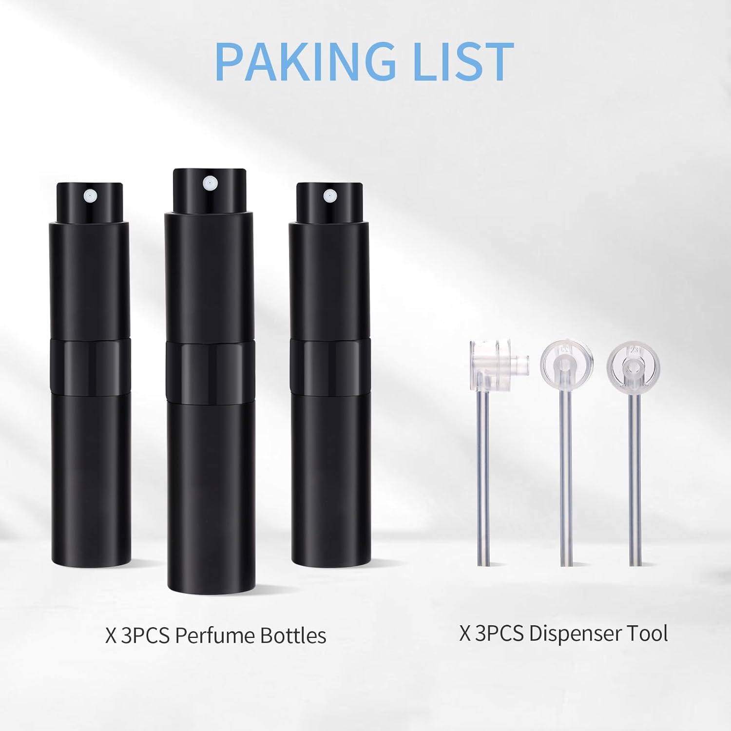 3Pcs 8ml Cologne Travel Bottle Refillable Perfume Sprayer Twist Up Bottle Black