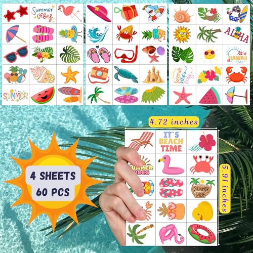 Summer Temporary Tattoos - 60Pcs Pack