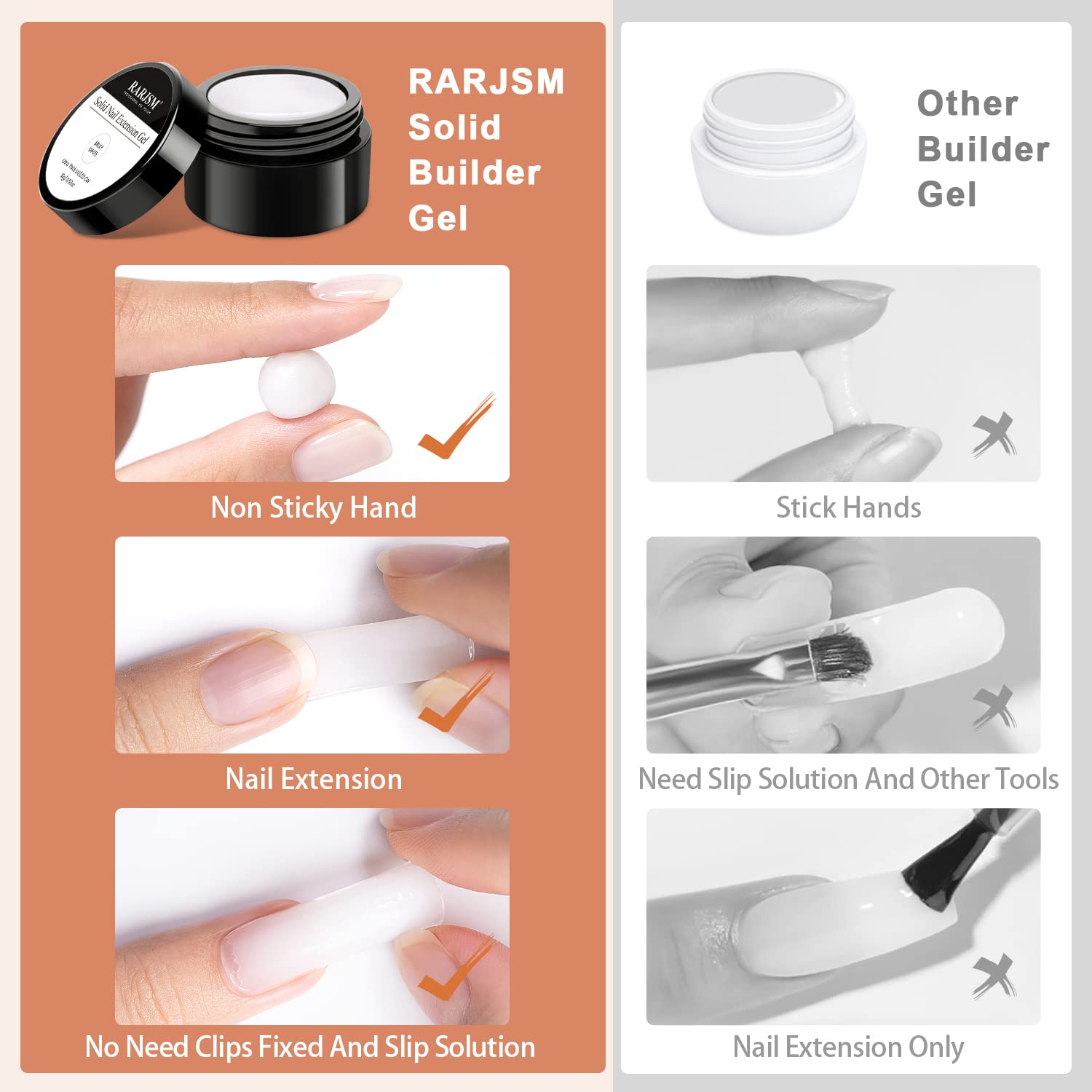 RARJSM Solid Builder Nail Gel 15g for Extensions and Art