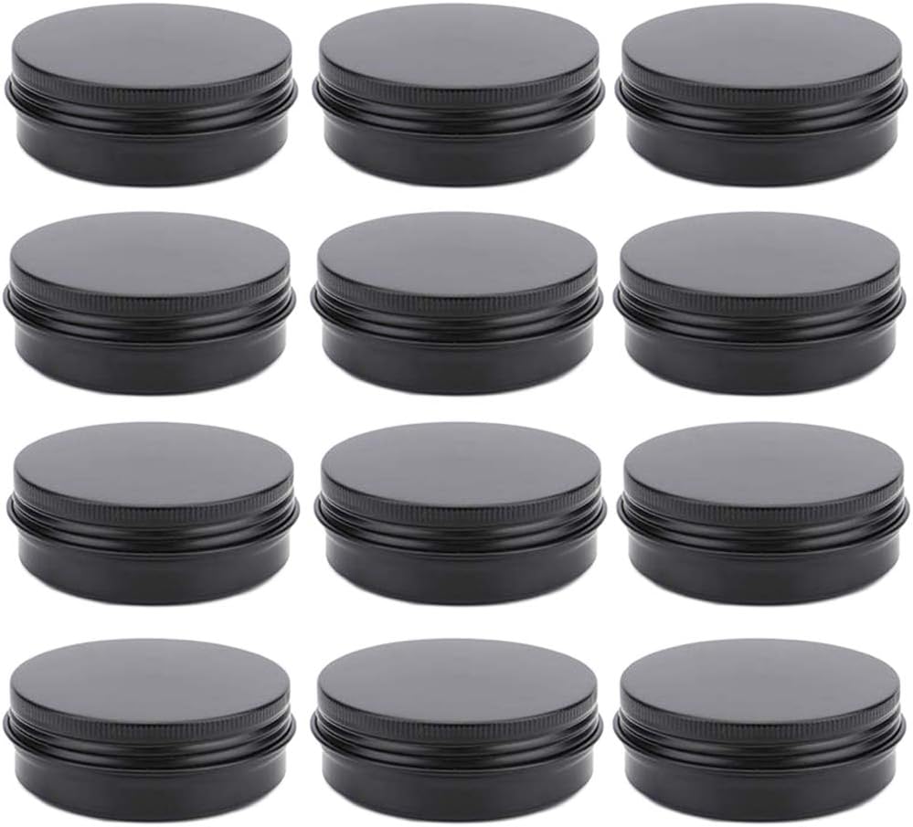 12 Pack 2 Oz Black Aluminum Jar with Screw Lid