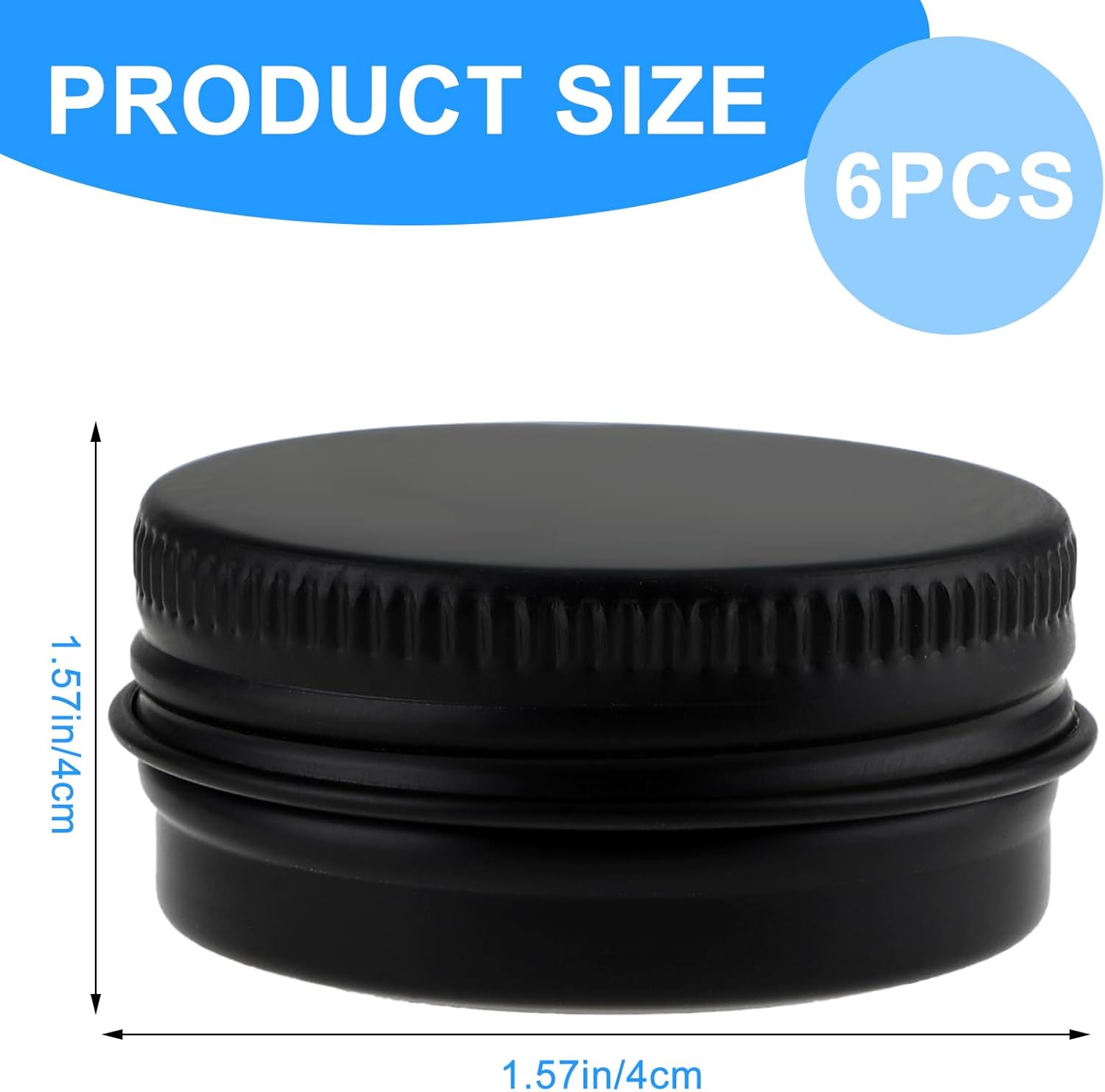6 Piece 05 Oz Metal Jar Containers with Screw Lid
