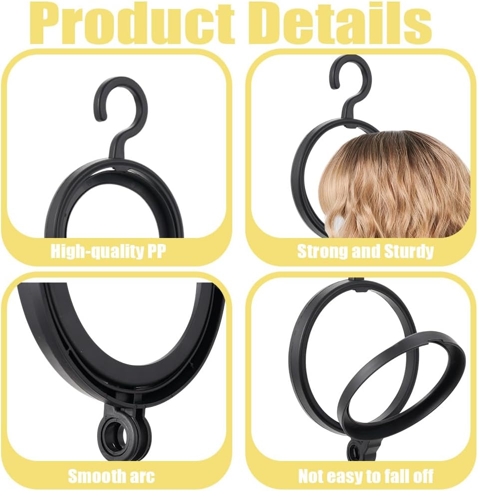 5 Pcs Foldable Wig Hangers with 5 Hooks Portable Wig Organizer Stand