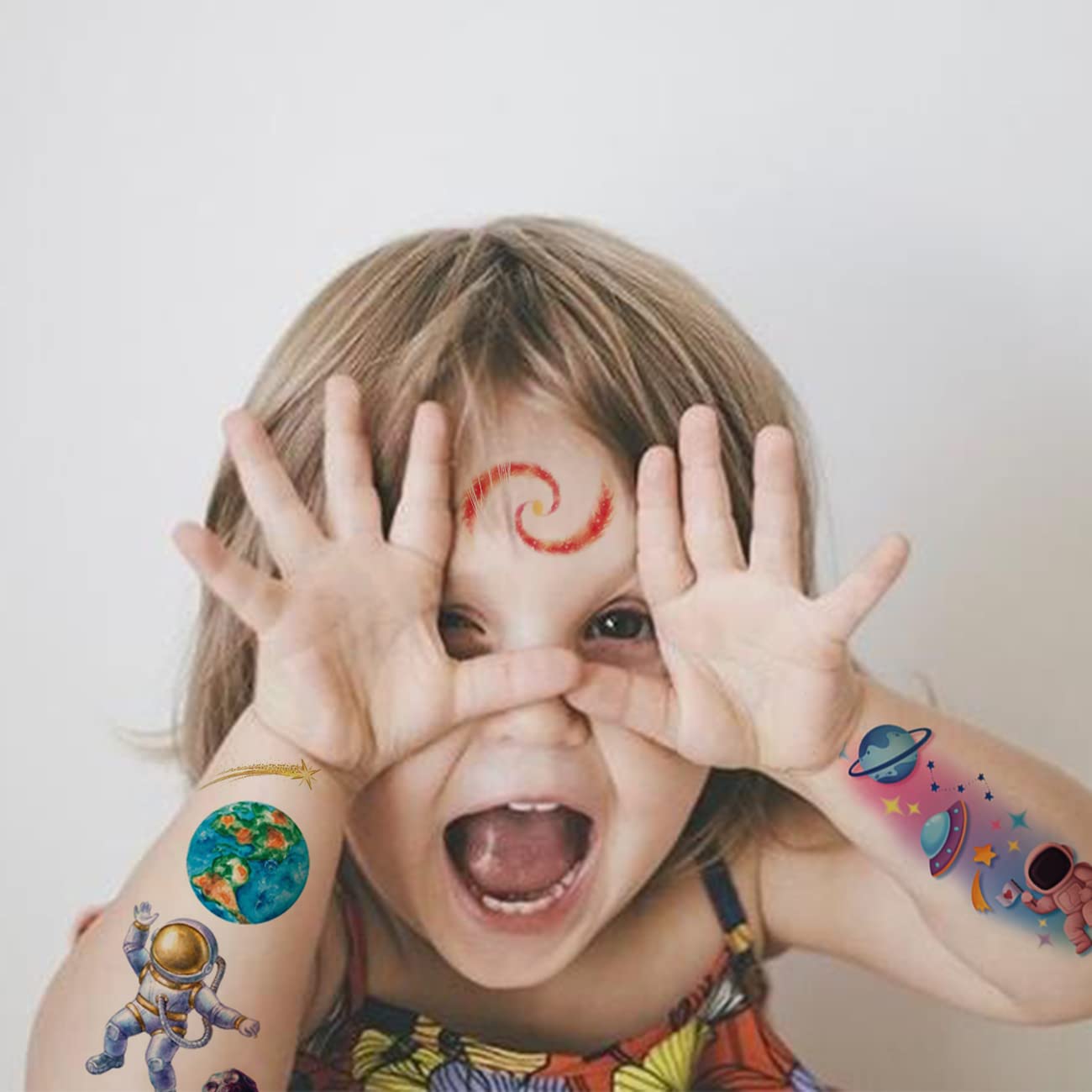 Glitter Galaxy Temporary Tattoos for Kids - 12 Sheets