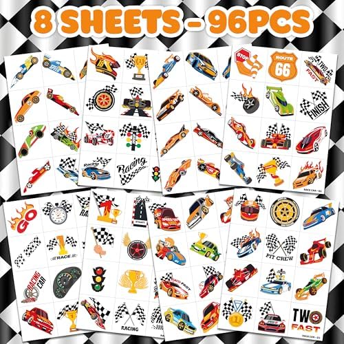 96 PCS Racing Car Temporary Tattoos for Kids
