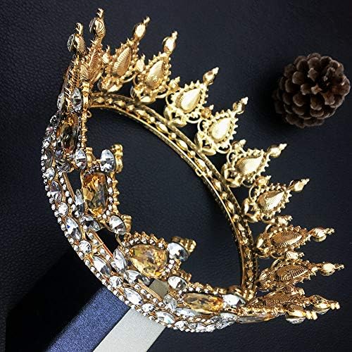 QIDIAN Retro Round Crown Bride Hair Accessory for Women