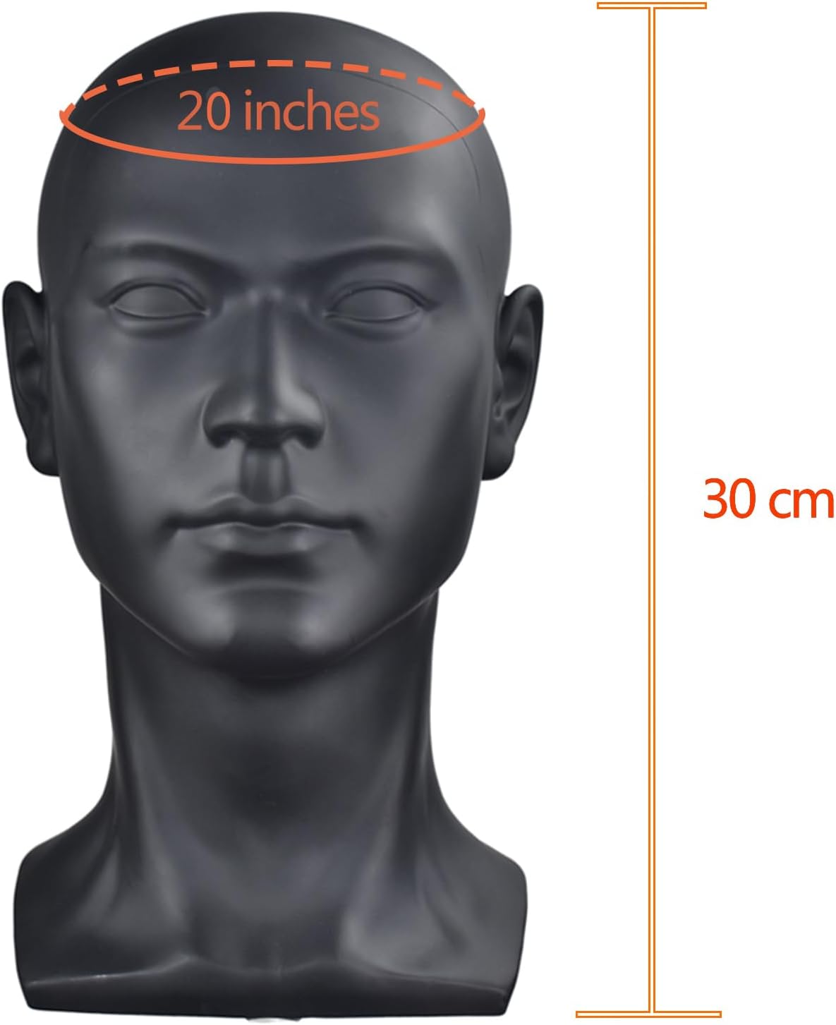 Male Mannequin Head for Wig Display Matte Black