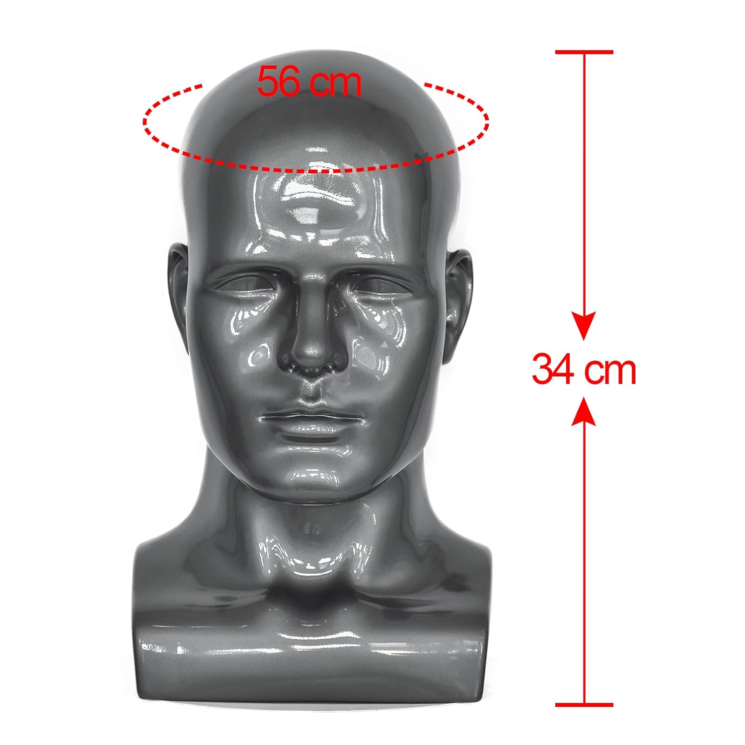 FanLin Professional Male Mannequin Head Display Stand Light Grey