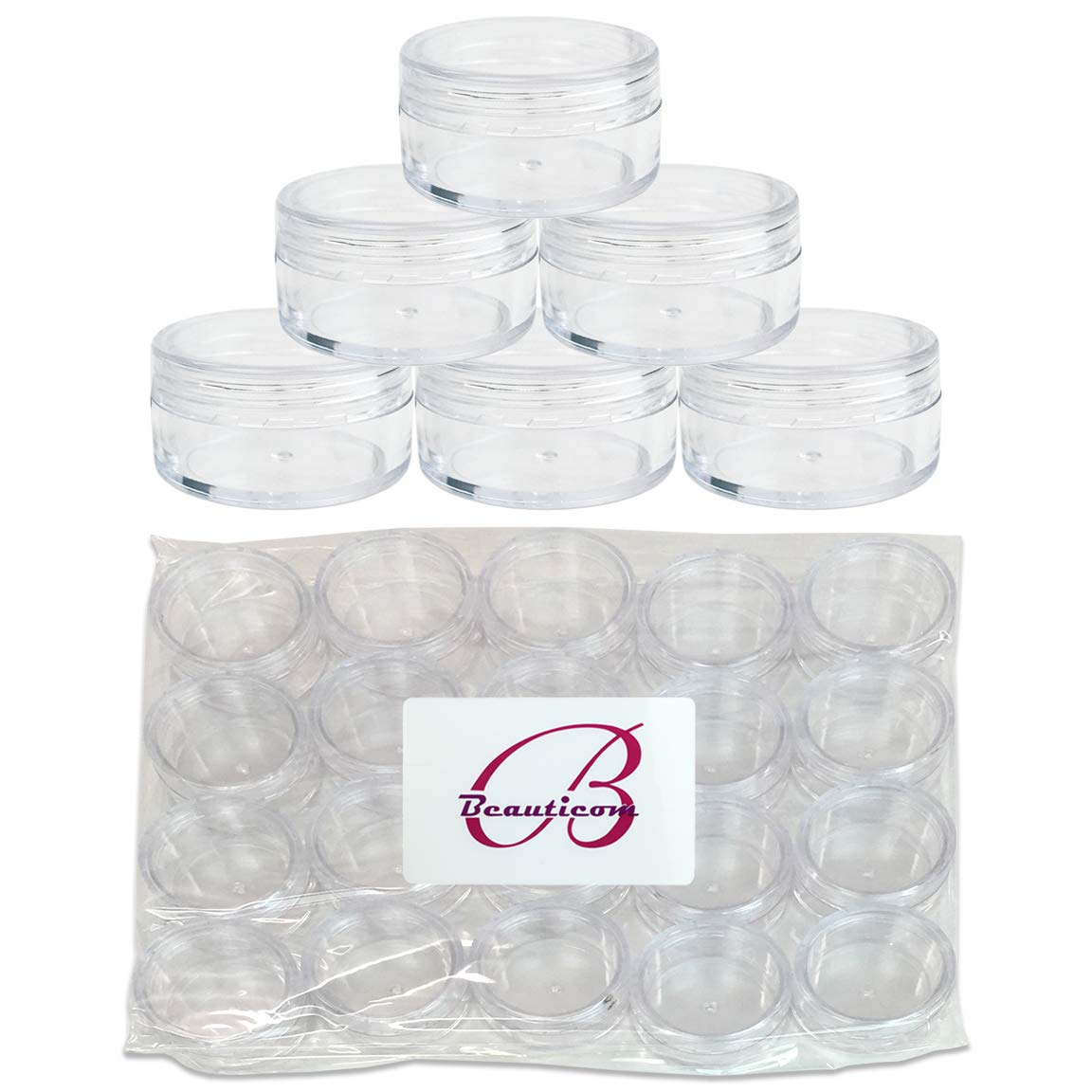 Beauticom 10G Clear Round Jars with Screw Cap - 1000 Pieces BPA Free