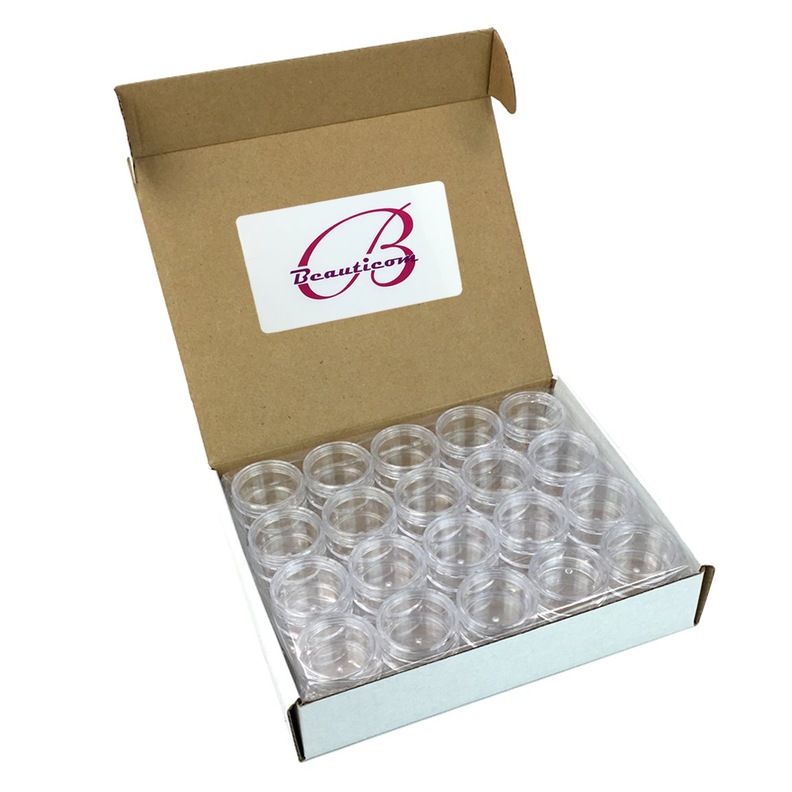 Beauticom 10G Clear Round Jars with Screw Cap - 1000 Pieces BPA Free