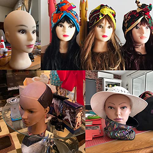 Bald Female Training Head for Wigs and Display with Free Clamp