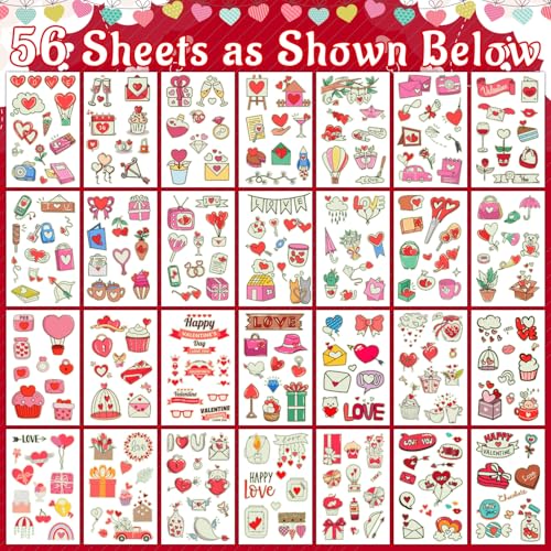 Partywind 560 Style Glow Valentine Tattoos for Kids Party Supplies