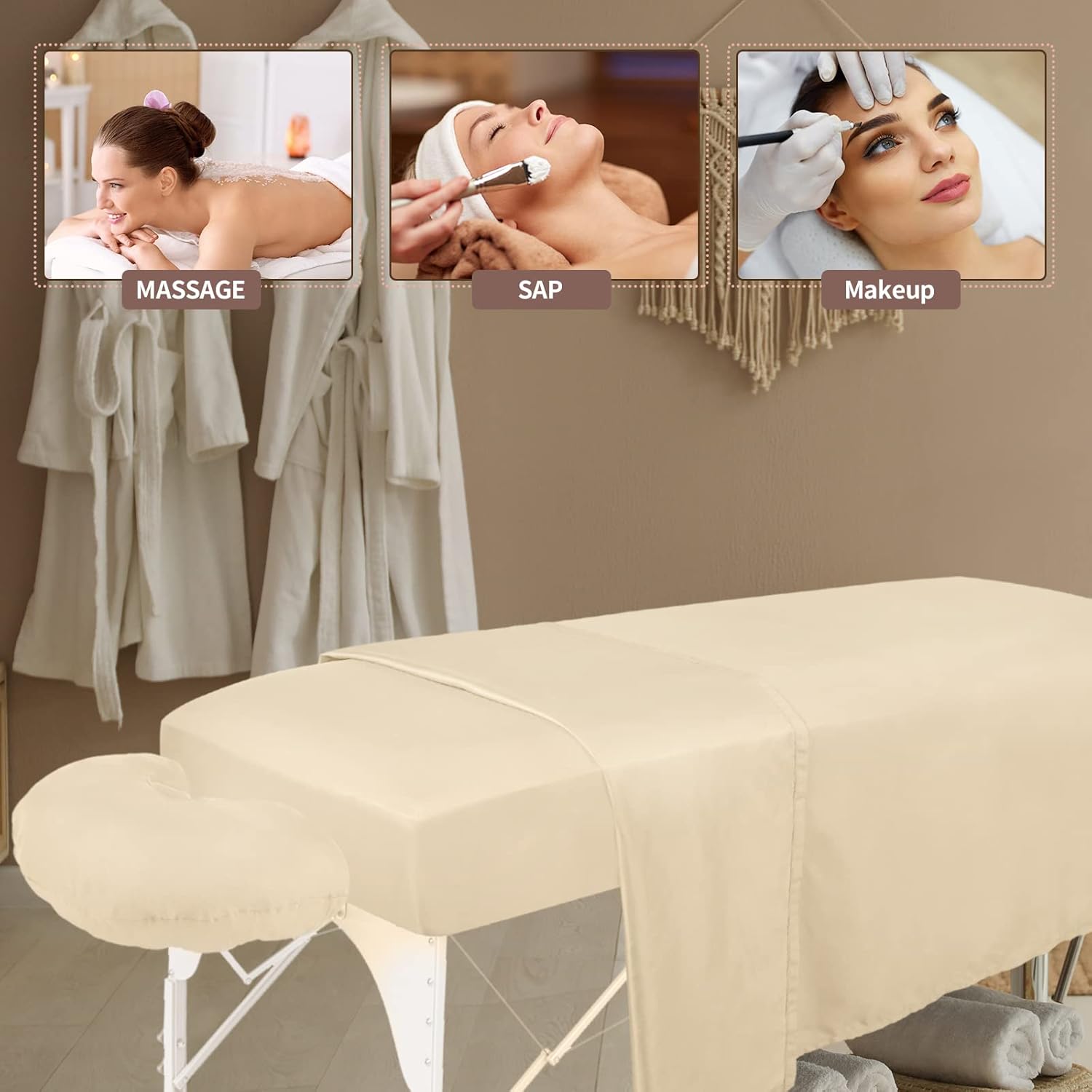 Oudain 6 Set Microfiber Massage Table Sheets Natural
