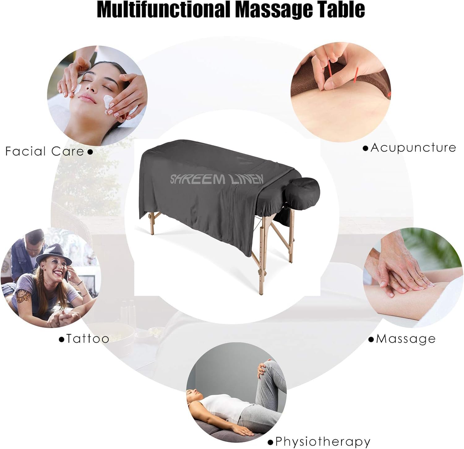 Burgundy Microfiber Massage Sheet Set - 3 Piece for Spa and Salon