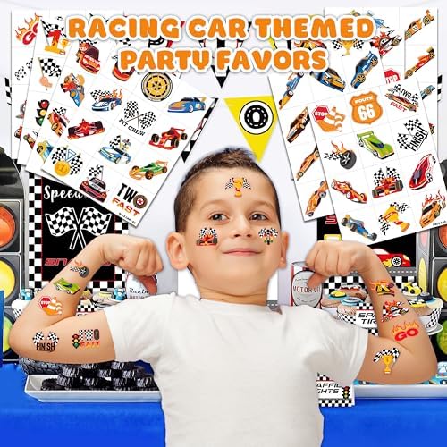96 PCS Racing Car Temporary Tattoos for Kids