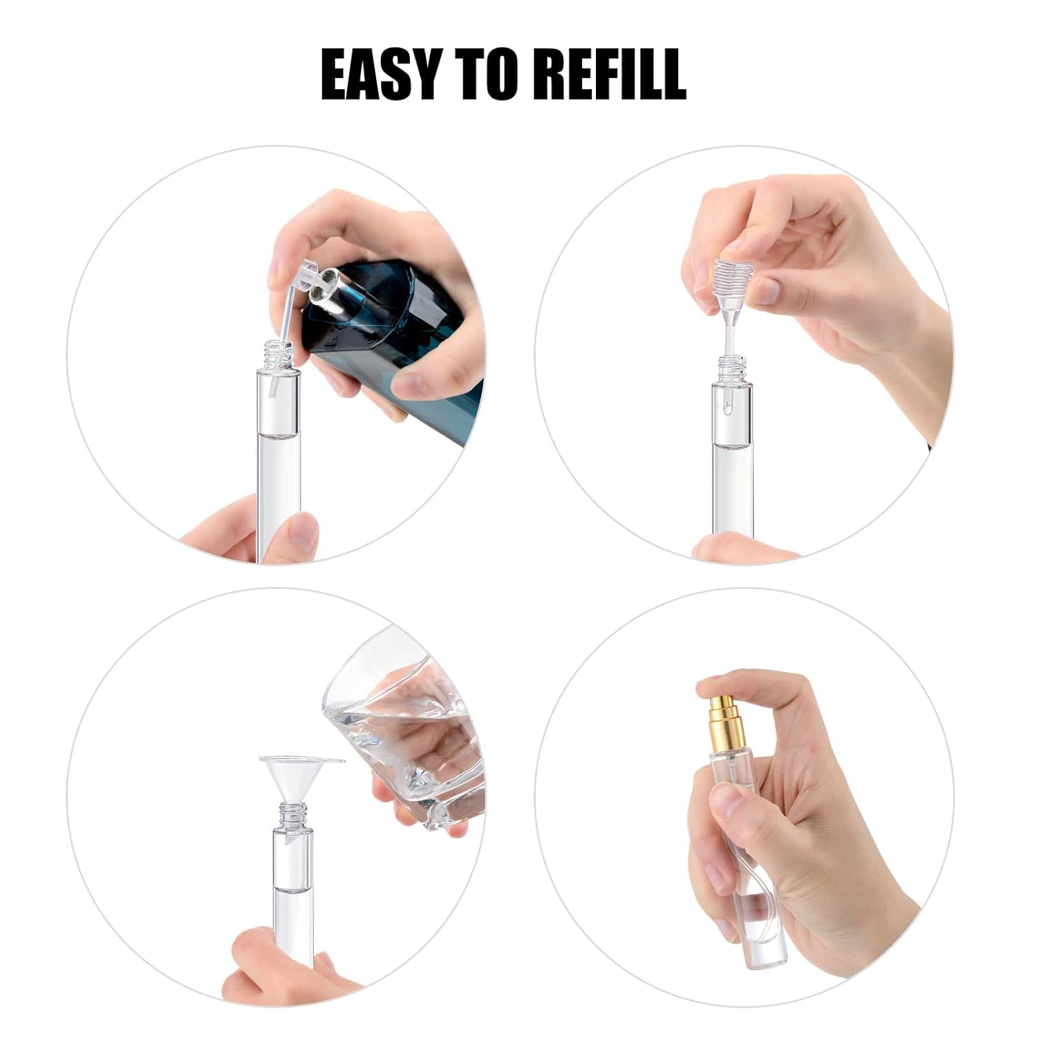 10ml Glass Spray Bottle Set 8PCS Gold