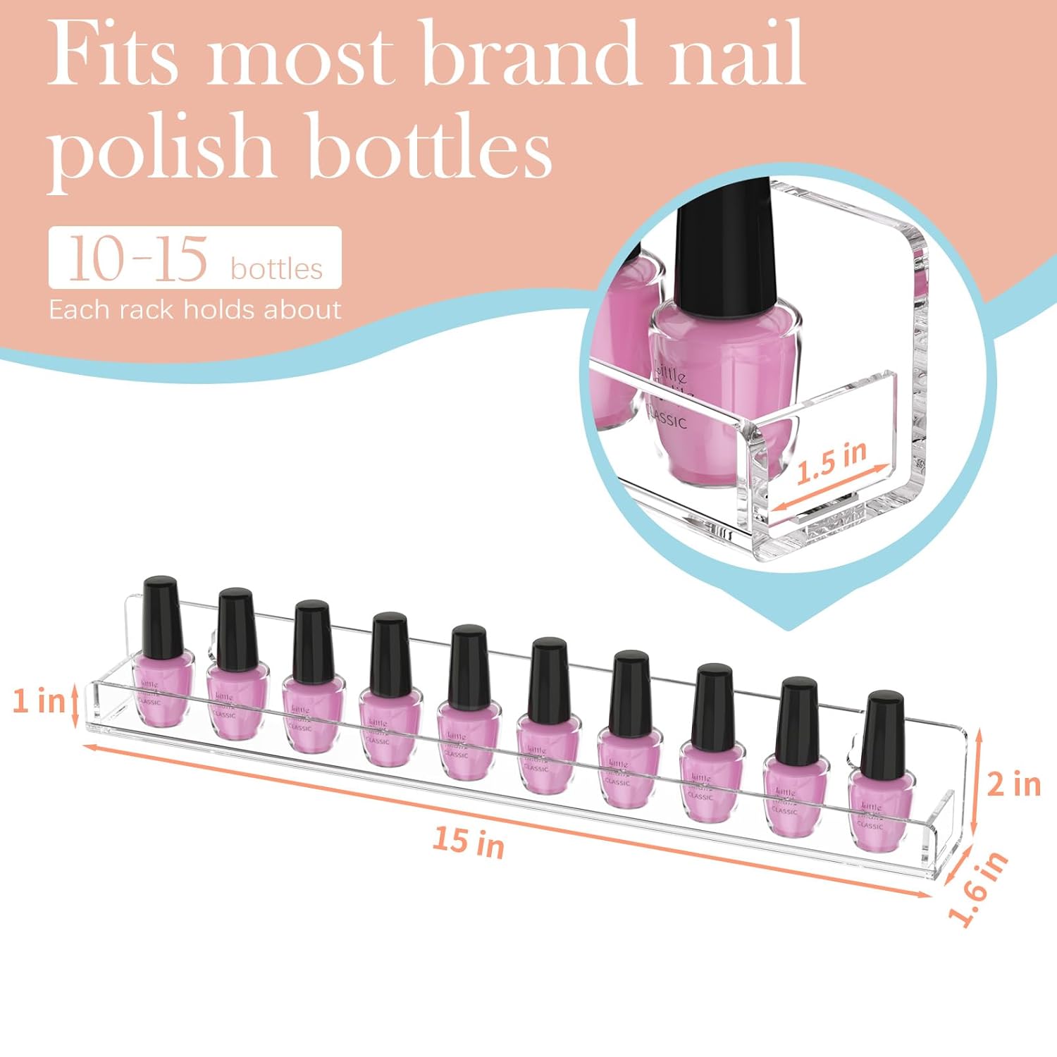 FEMELI Nail Polish Wall Rack 6 Shelves 15 Inch