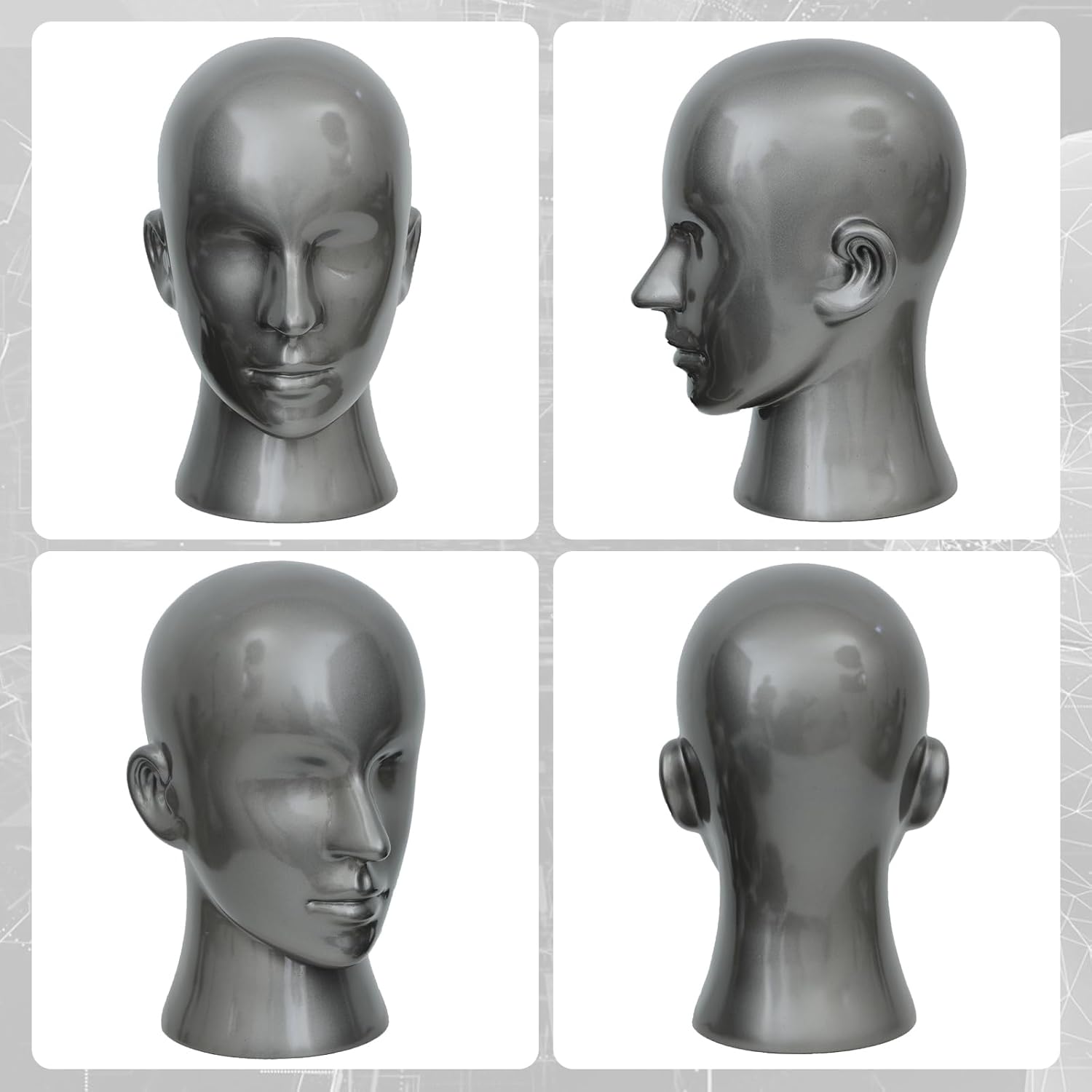 Male Mannequin Head PVC for Display Wigs Hats