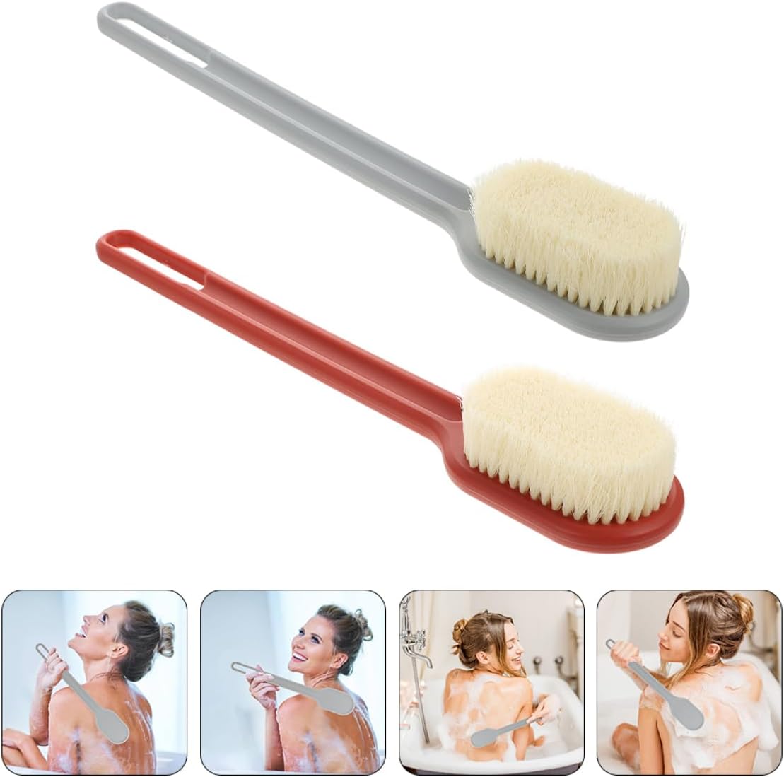 2pcs Long Handle Body Brush for Exfoliation and Back Scrubbing