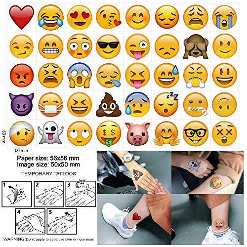 Konsait 160pcs 2inch Emoticon Temporary Tattoos