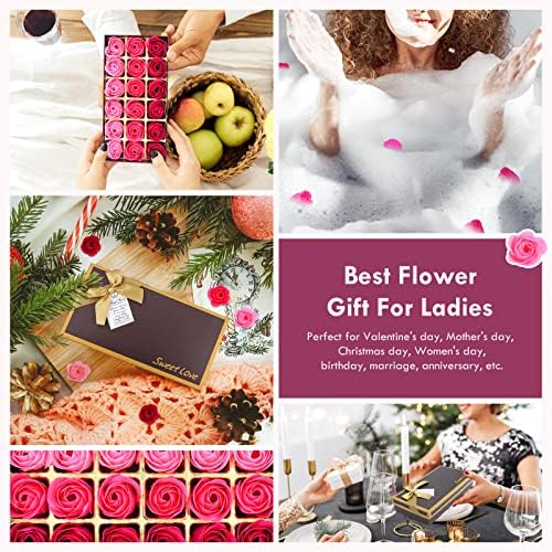 JIALEEY Scented Rose Bath Soap Petals Gift Set 18 PCS Pink