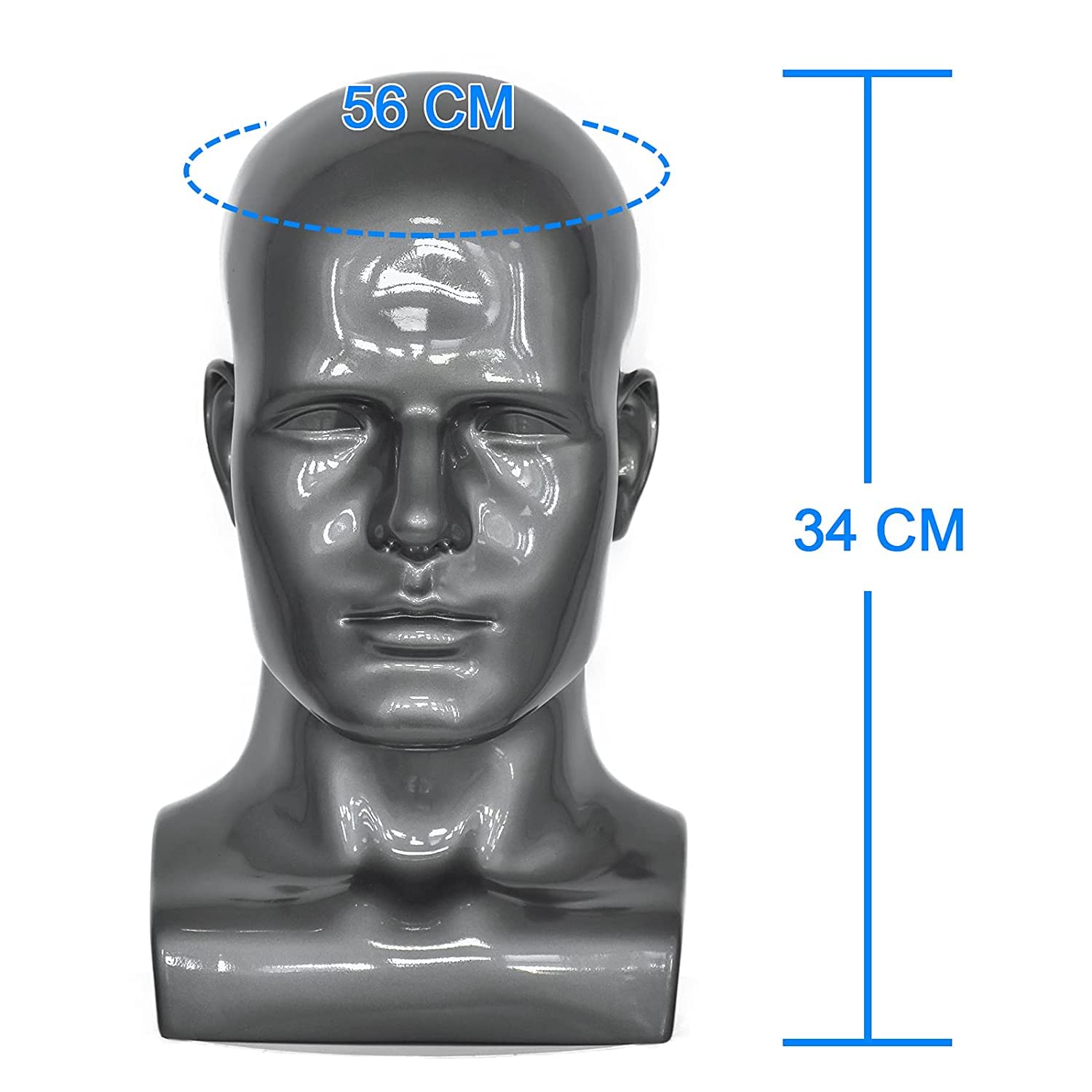 PVC Silver Grey Mannequin Head Display Stand for Hats and Wigs