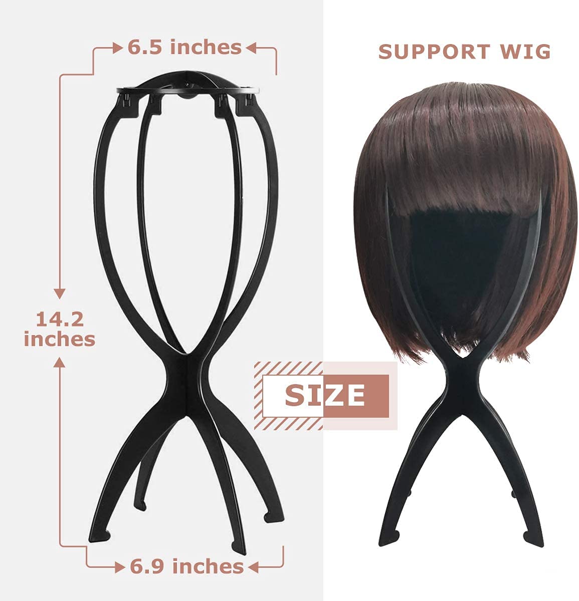 Dreamlover Wig Stand for 3 Wigs Black 142 Inch Height