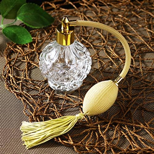 HD Charming Clear Checked Carved Glass Perfume Bottle with Spray Atomizer