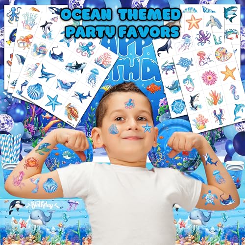 96 PCS Ocean Sea Animal Temporary Tattoos for Kids