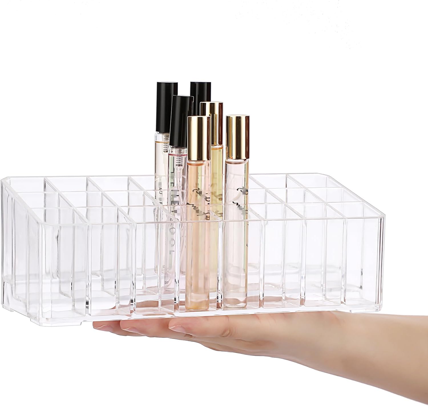 ELLDOO Rollerball Perfume Organizer 24 Space Clear Acrylic Display Case