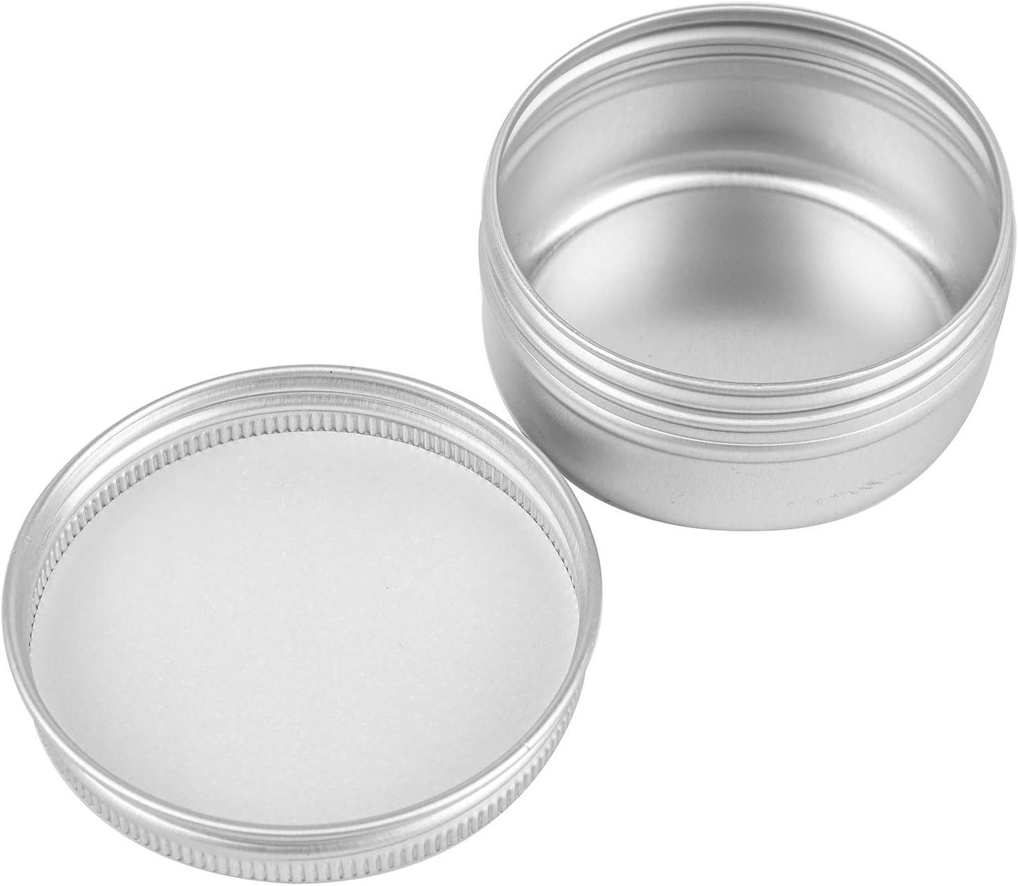 Foraineam 60 Pack Round Aluminum Lip Balm Tins with Screw Top - Silver