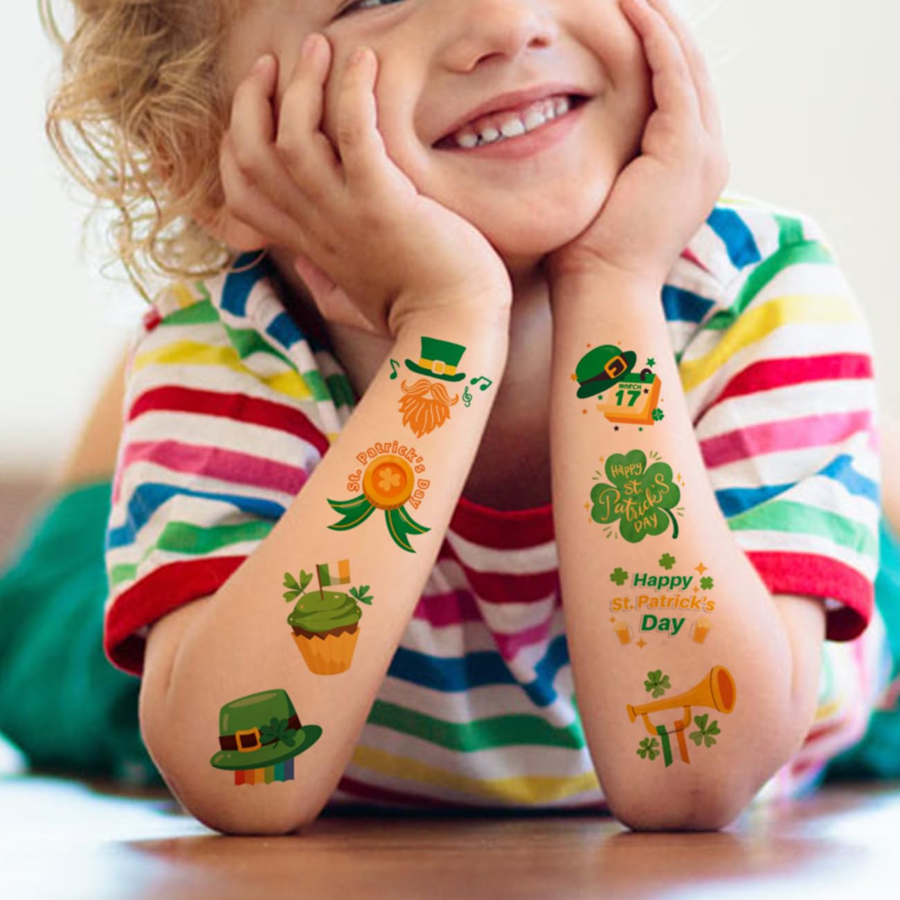 CHARLENT St Patricks Day Temporary Tattoos for Kids Party Supplies