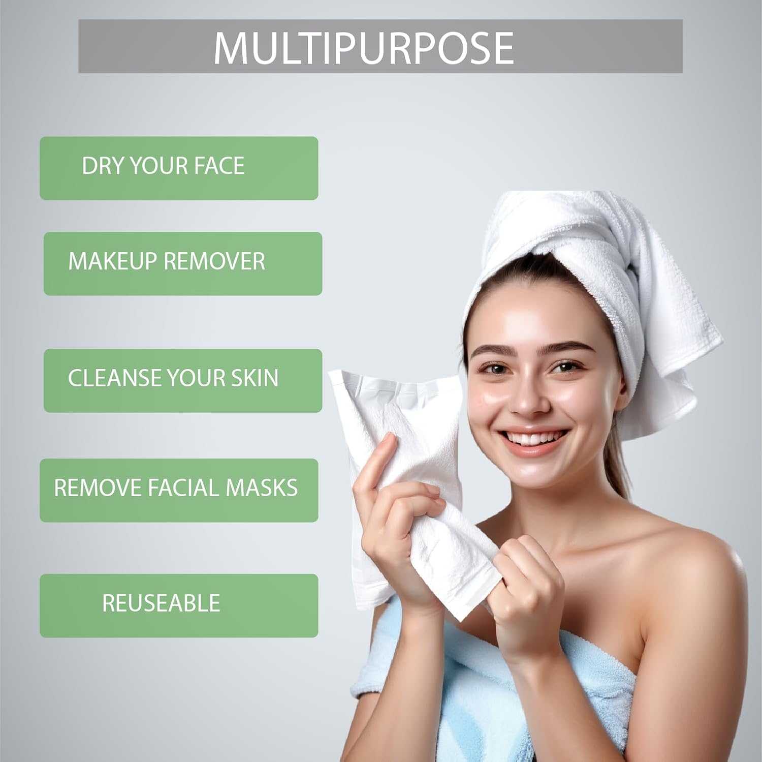 XL Biodegradable Face Towelettes 10x12 Eucalyptus Fiber