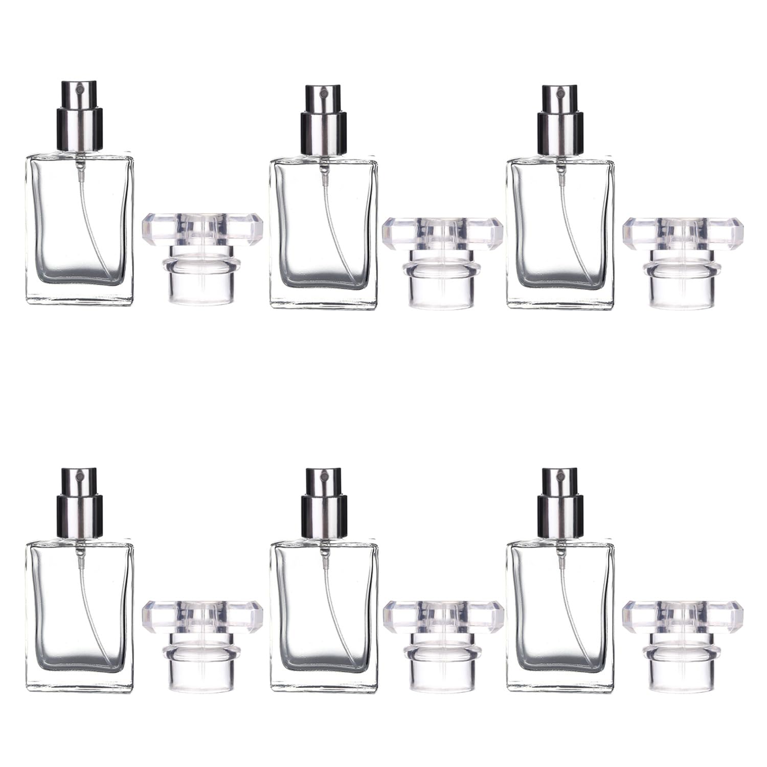 6 Pack 30ml Transparent Refillable Perfume Bottles