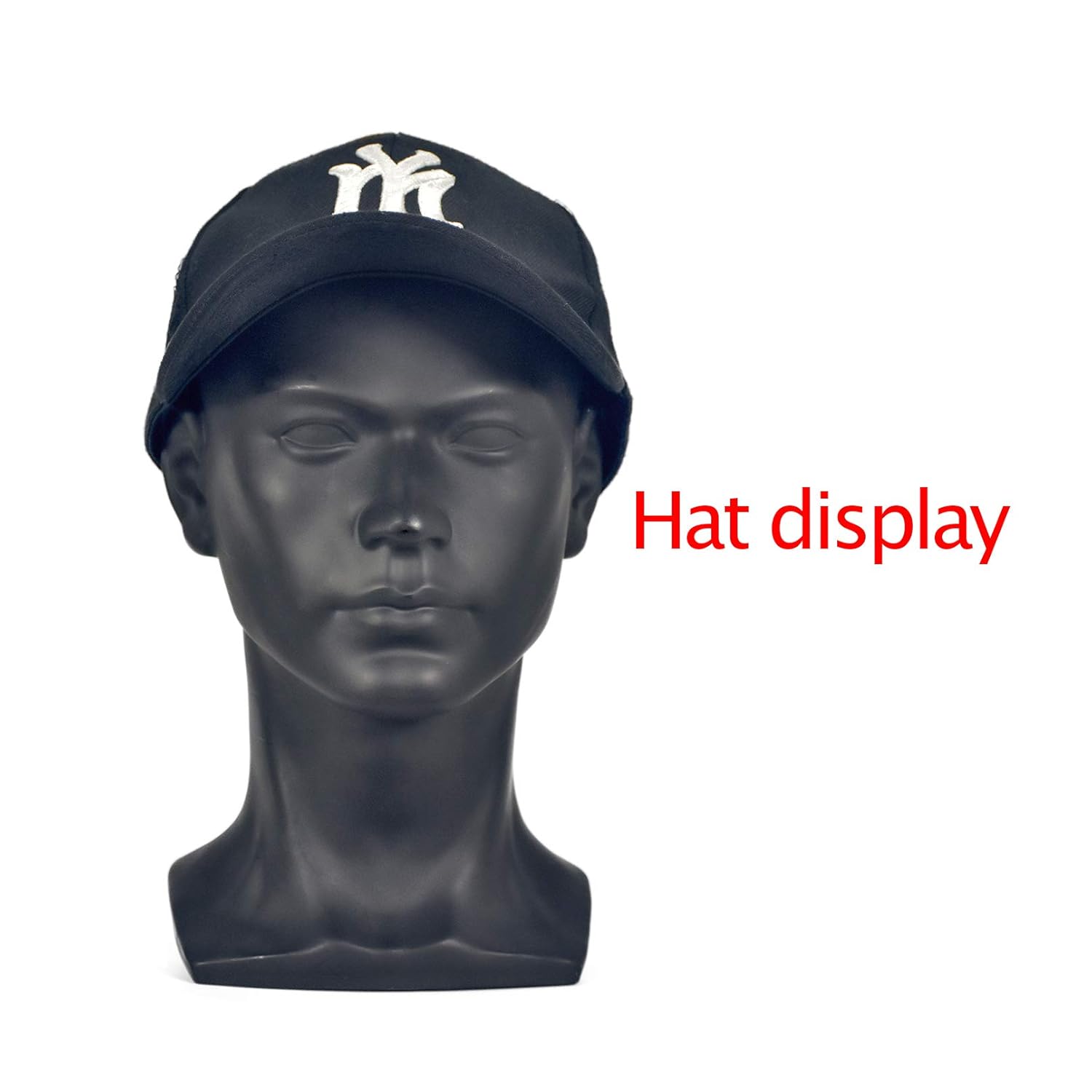FanLin Professional Male Mannequin Head Display Stand Matte Black