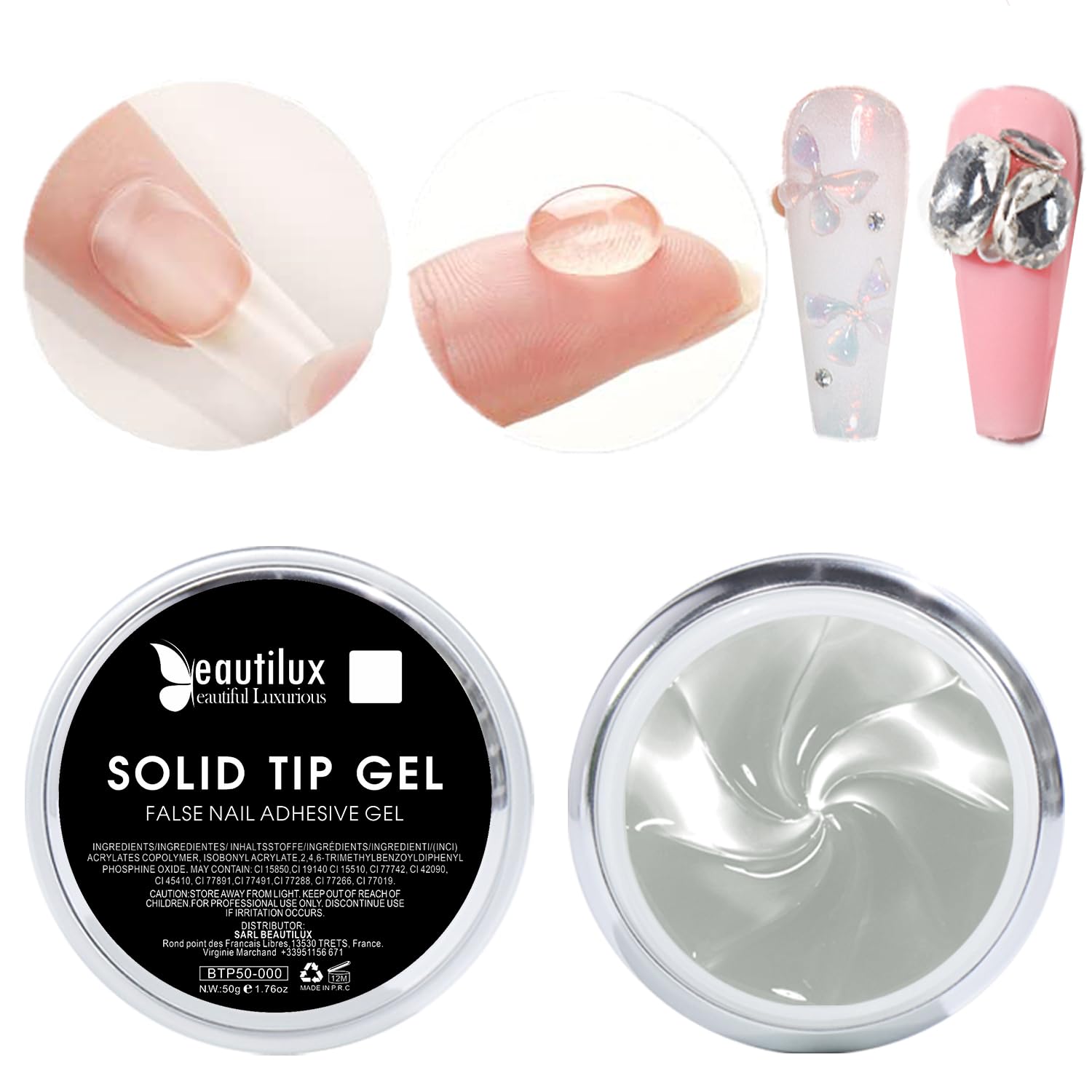 Beautilux 50g Solid Nail Glue Gel UV Cured