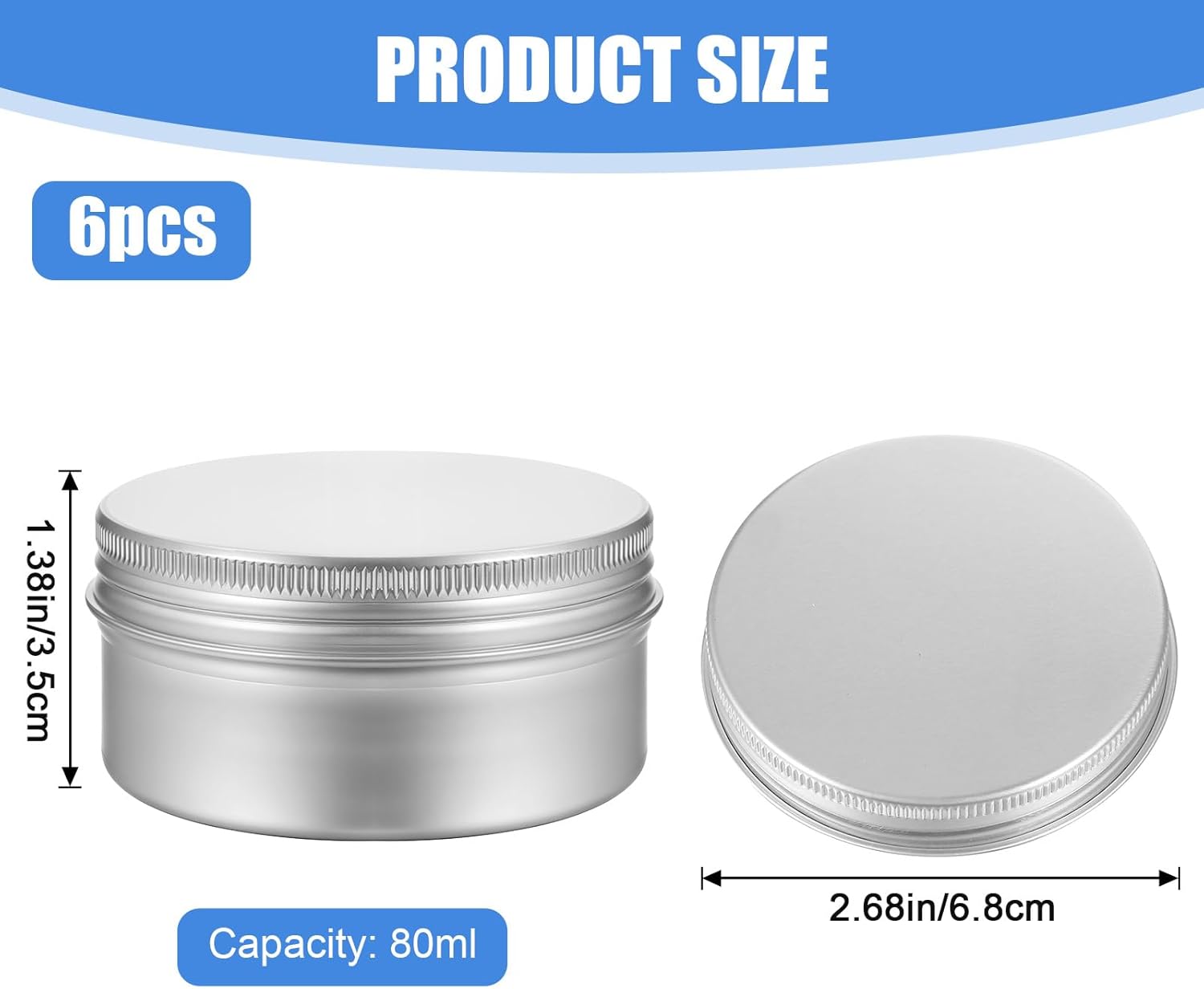 6 Pcs 27oz Aluminum Tin Cans with Screw Lid