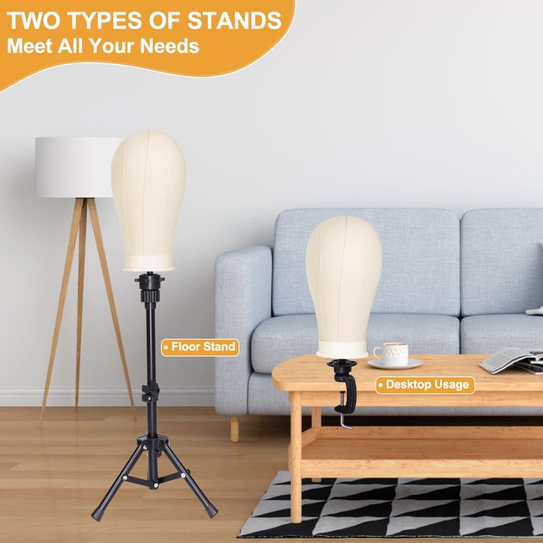 PWEOUKE 23 Inch Wig Stand Tripod with Head Set
