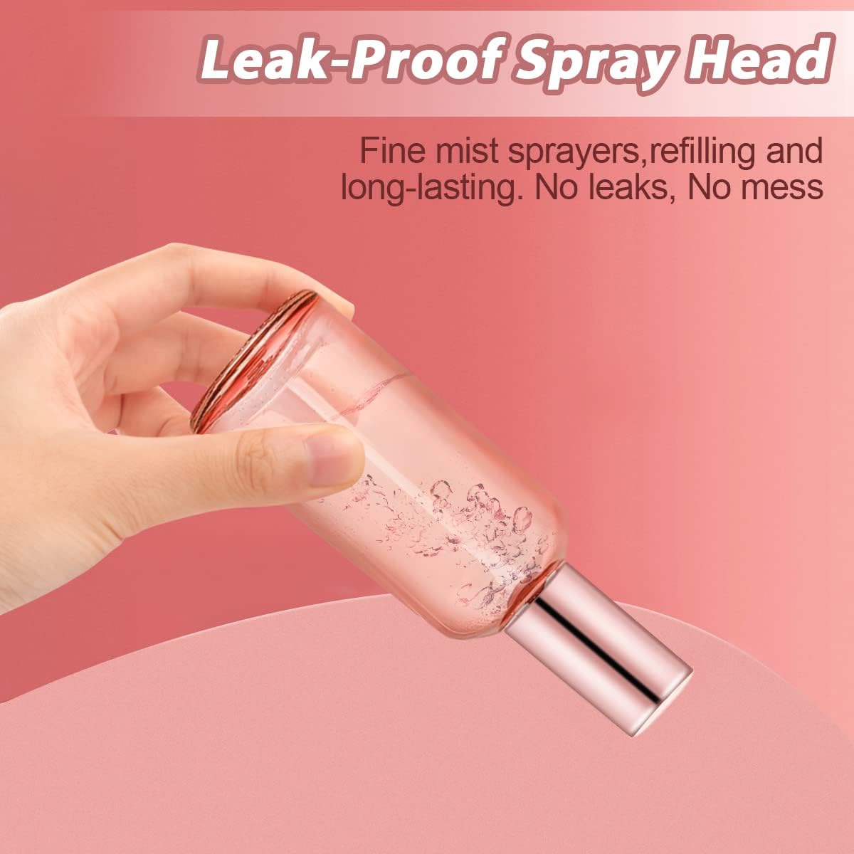 6 Pack 34 Oz Pink Glass Spray Bottles - Rose-Golden Refillable Atomizers