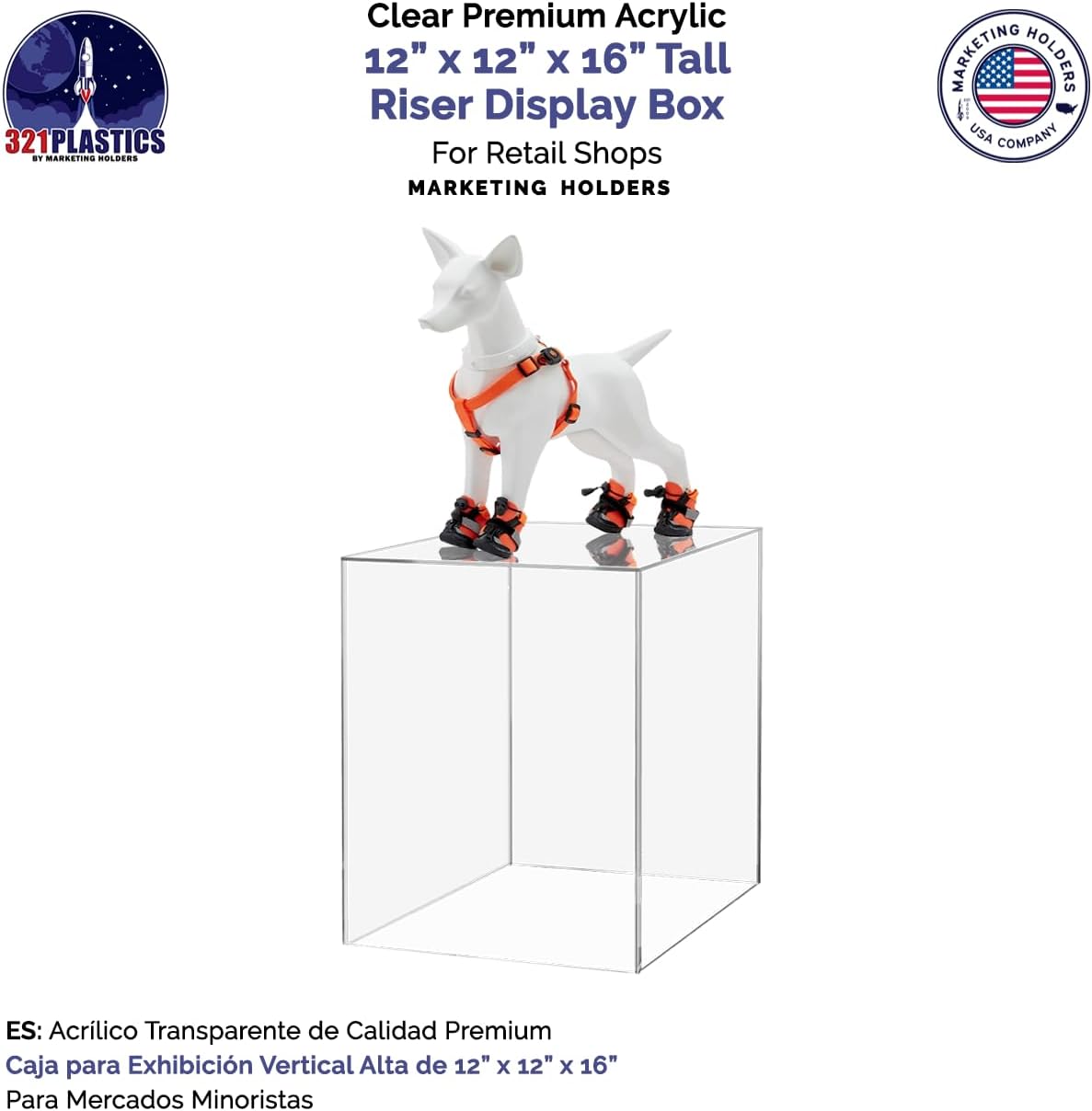 Acrylic Display Riser Box 12x12x16 Clear Tower Pedestal