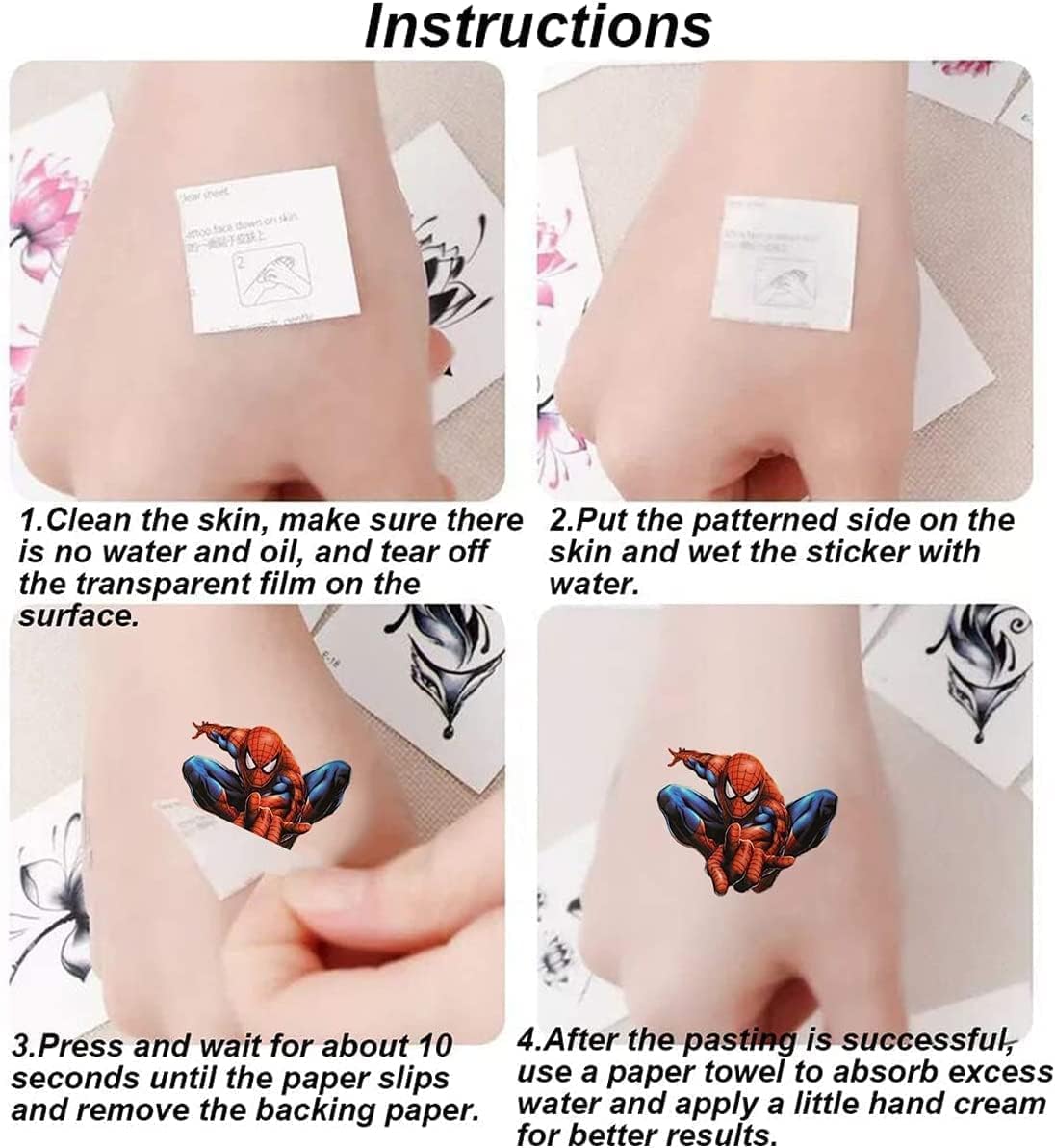 Cute Spider Temporary Tattoos for Kids and Adults
