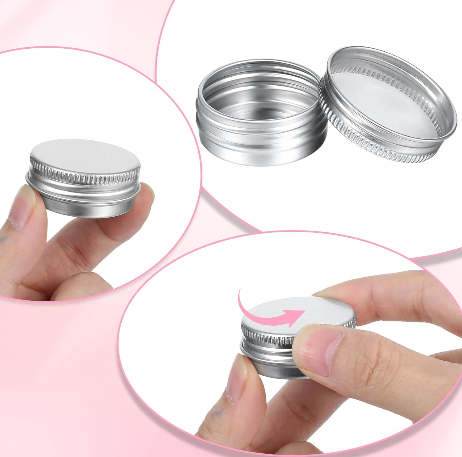 24 Pack 05 Oz Aluminum Tin Jars with Screw Lid