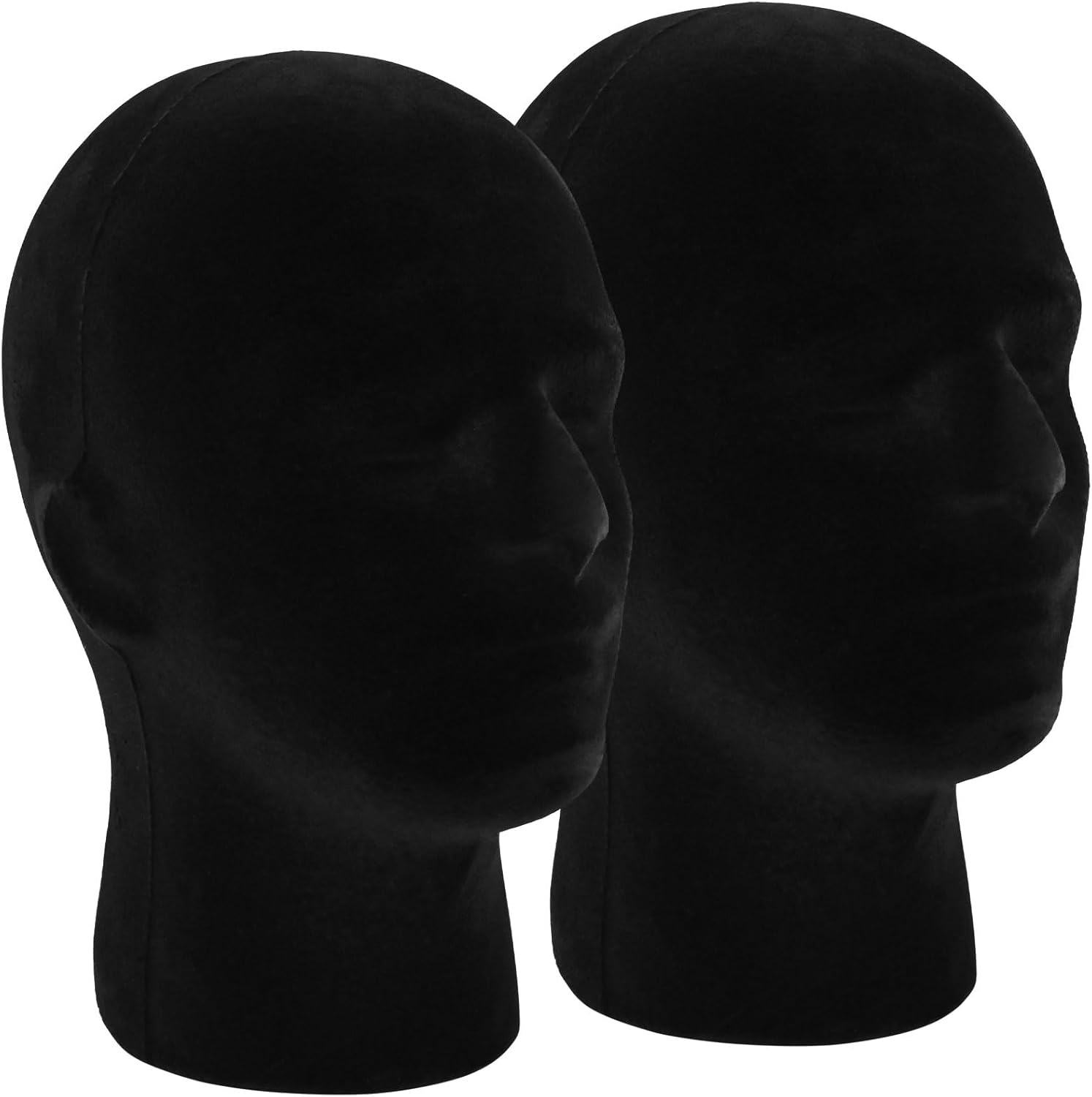 2 Pack Black Mannequin Head Stand for Wigs Hats Masks
