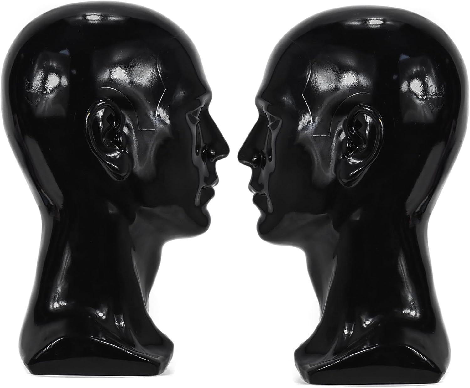 Fnnemg PVC Matte Black Male Mannequin Head Stand