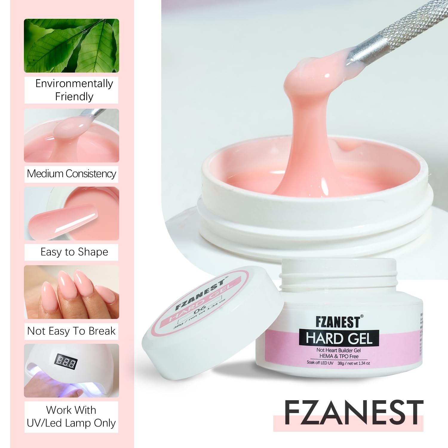 FZANEST Painless Hard Gel for Nail Sculpture and Extensions