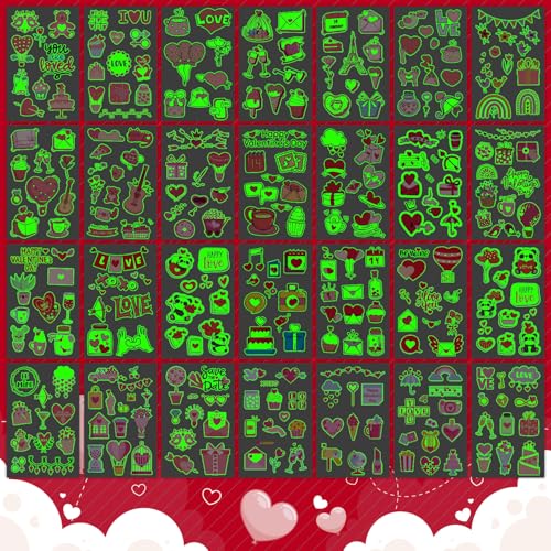 Partywind 560 Style Glow Valentine Tattoos for Kids Party Supplies