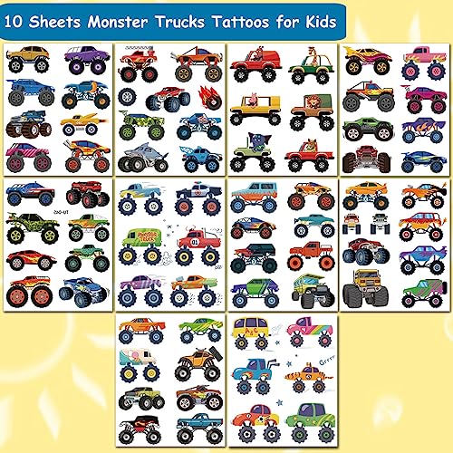 Monster Truck Temporary Tattoos for Kids Party Supplies