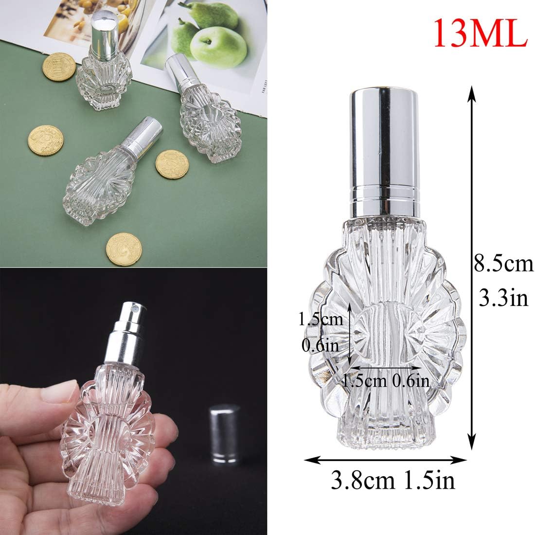 YU FENG 12pc Clear Glass Spray Bottles with Funnels and Pipettes